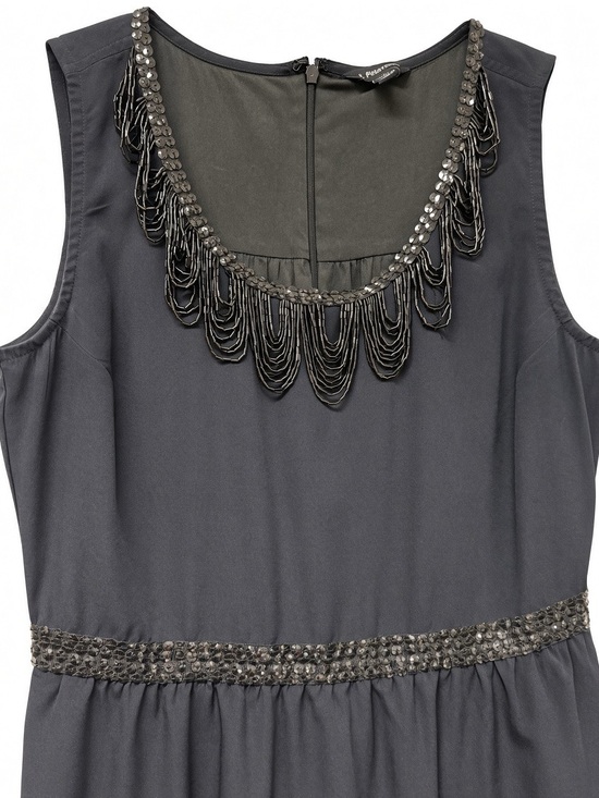 J. Peterman Dresses & Skirts - J. Peterman Black Beaded Fringe Sleeveless Midi Dress – Size 8 – Worn Once
